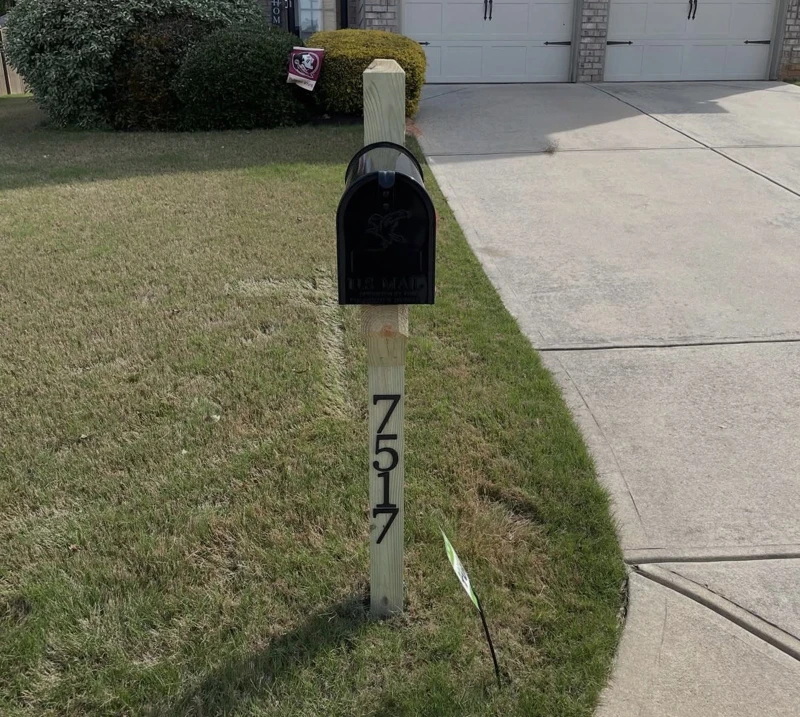 Mailbox & Post — Front View: after