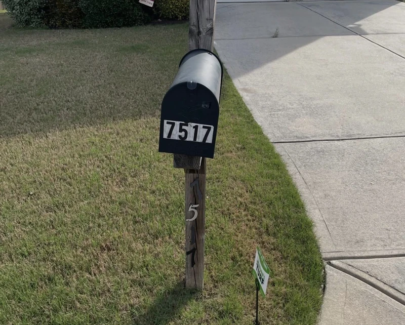Mailbox & Post — Front View: before