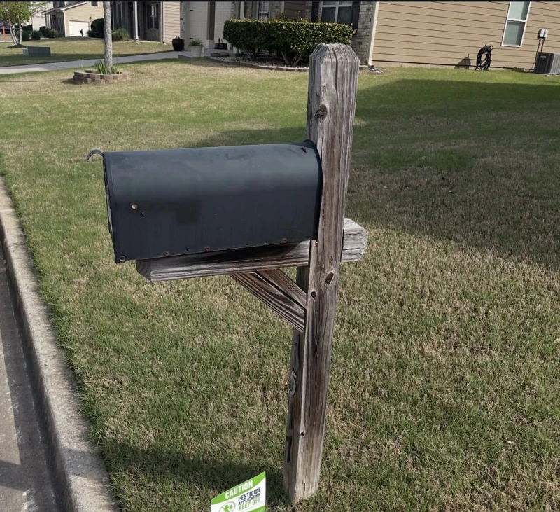 Mailbox & Post — Side View: before