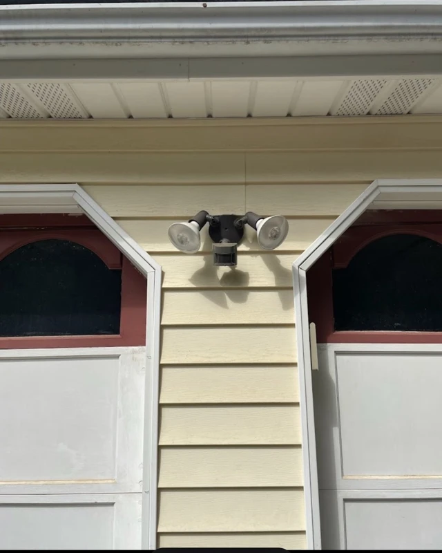 Outdoor security light installation: before